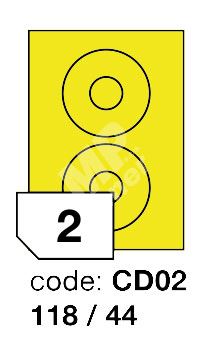 Samolepící etikety Rayfilm Office průměr 118/44 mm 300 archů, fluo žlutá, R0131.CD02D 1