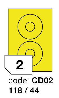 Samolepící etikety Rayfilm Office průměr 118/44 mm 300 archů, fluo žlutá, R0131.CD02D