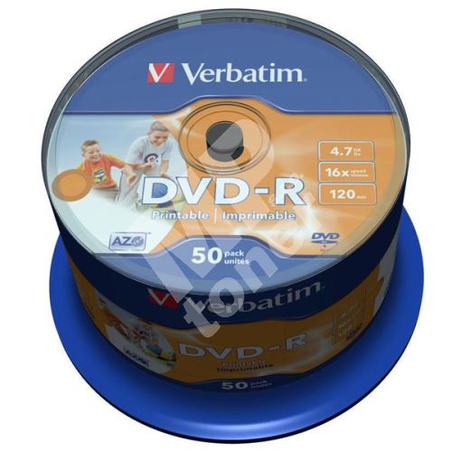 Verbatim DVD-R, DataLife PLUS, 4,7 GB, Wide Printable, cake box, 43533, 16x, 50-pack 1