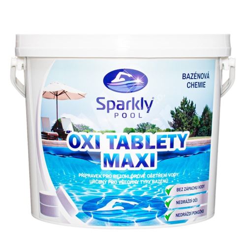 Oxi kyslíkové tablety do bazénu Sparkly POOL, MAXI 200 g, 3 kg 1
