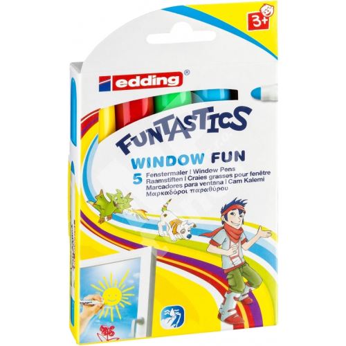 Dětský popisovač Edding Funtastics na okna 16, sada 5 barev 1