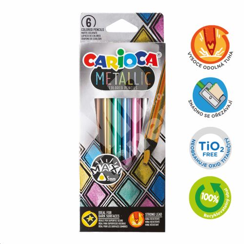 Pastelky trojhranné Carioca Metallic, vysoce krycí, 6 barev 1
