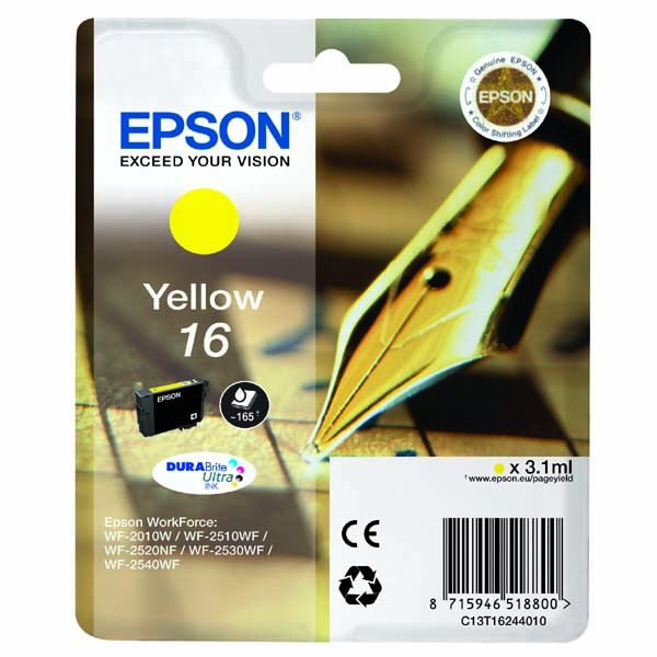 Inkoustová cartridge Epson C13T16244012, WF-2540WF, WF-2520NF, yellow, 16, originál