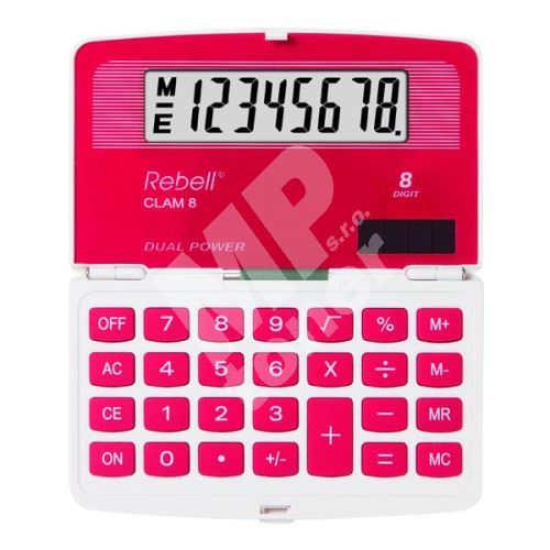 Kalkulačka Rebell Clam 8 red, červená, kapesní, osmimístná 1