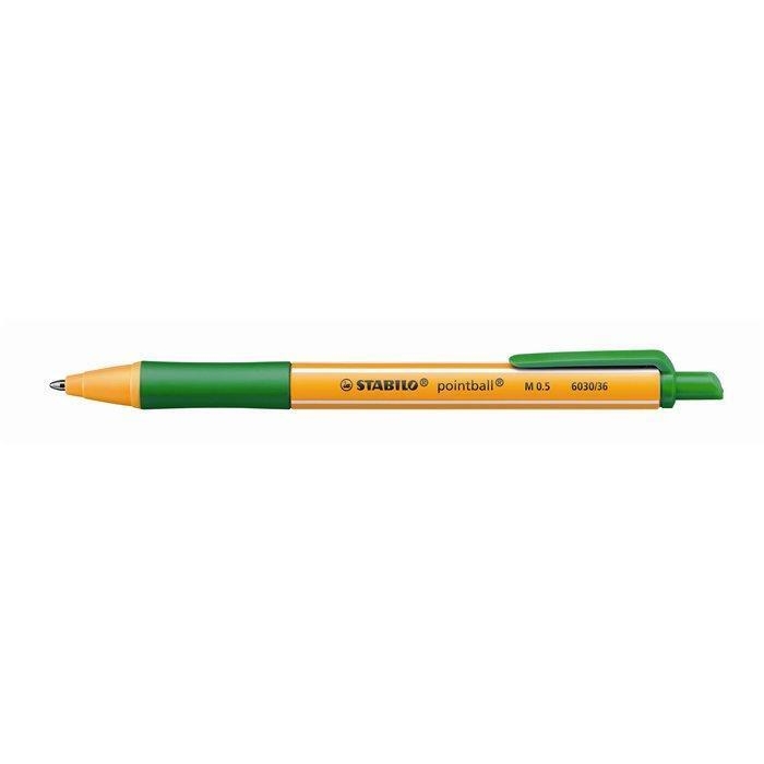 Kuličkové pero Stabilo Pointball, 0,5mm, stiskací mechanismus, zelené