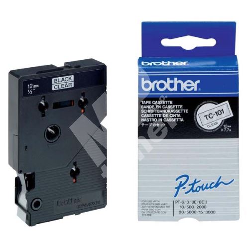Páska Brother TC-101, 12mm, černý tisk/průsvitný podklad, originál 1