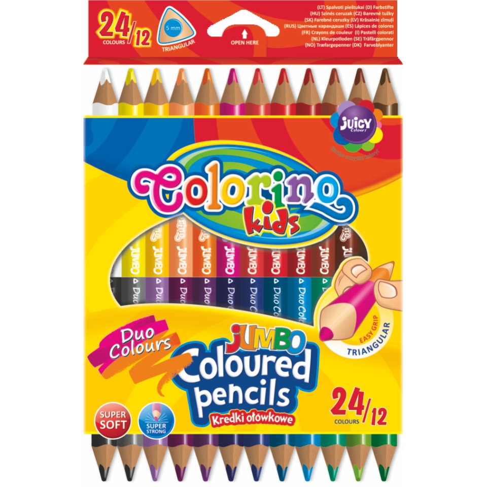 Pastelky trojhranné Jumbo Colorino, oboustranné, 24 barev