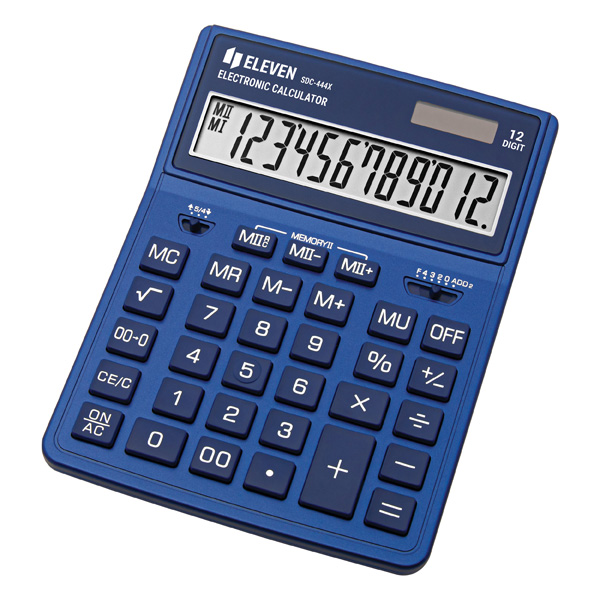 Kalkulačka Eleven SDC-444XRNVE, modrá, stolní, dvanáctimístná