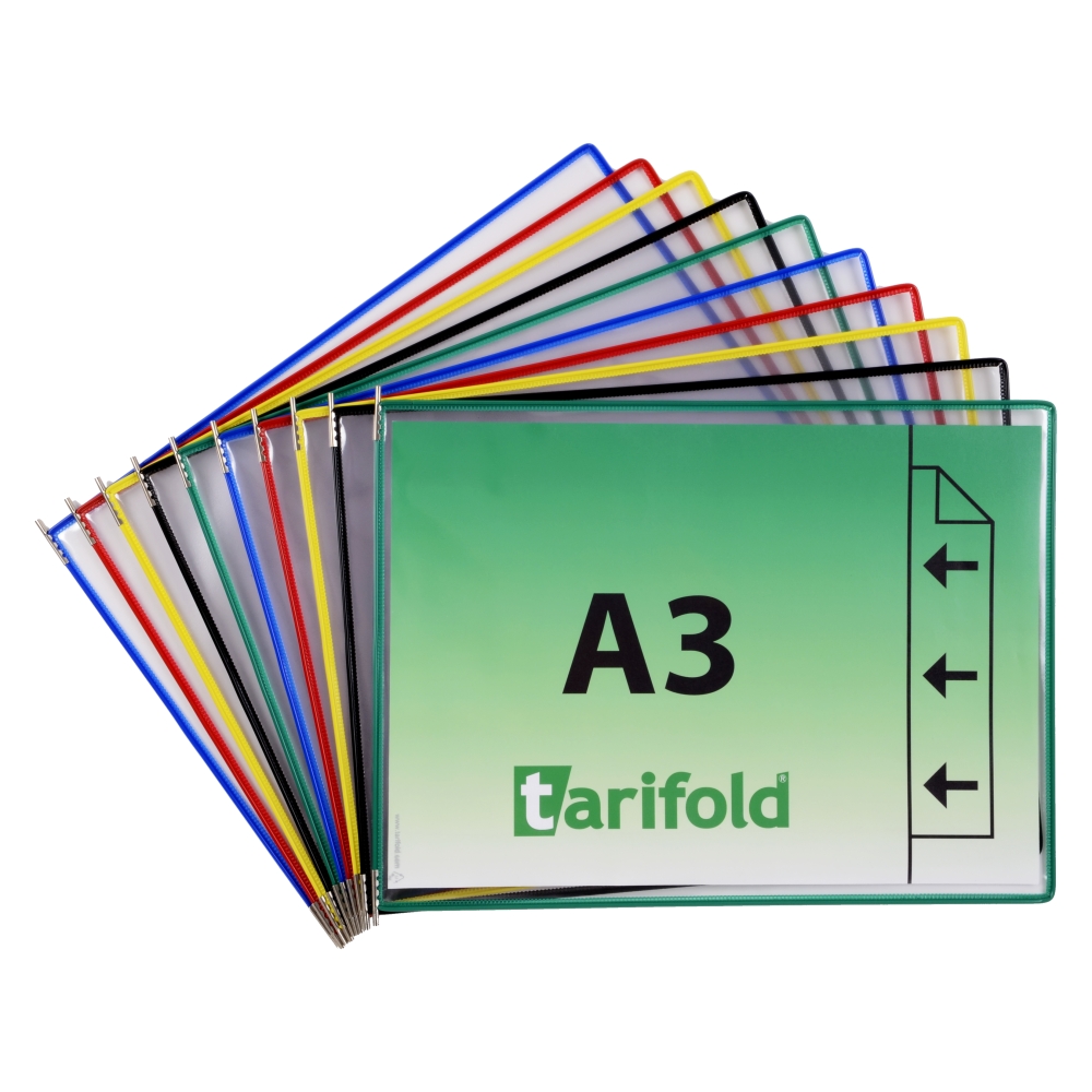 Závěsný rámeček s kapsou Tarifold, A3, otevřený bokem vertikální, mix barev, 10 ks