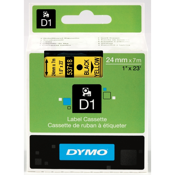 Páska Dymo D1 24 mm x 7m, černý tisk/žlutý podklad, 53718, S0720980