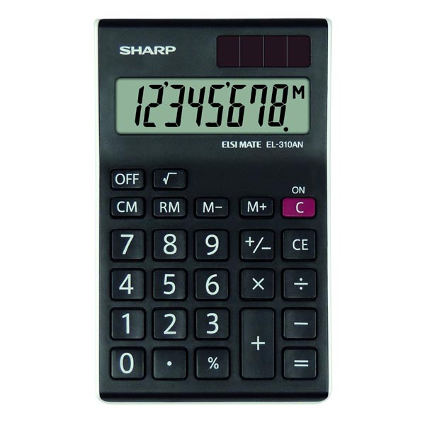 Kalkulačka Sharp EL310ANWH, černo-bílá, stolní, osmimístná