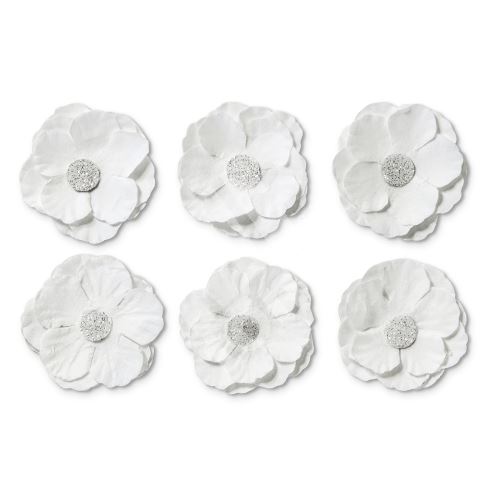 Papírové květiny samolepicí Clematis bílá, 6ks 1