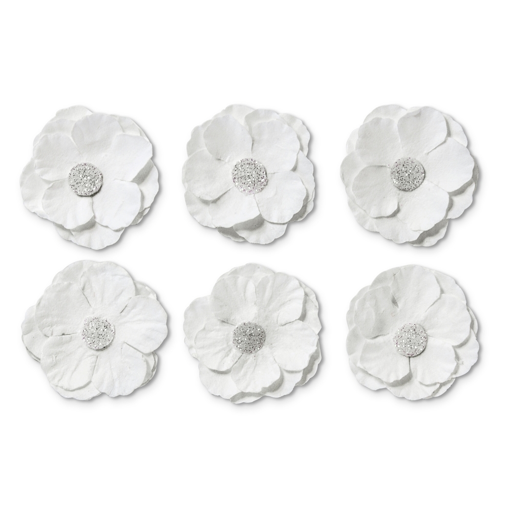 Papírové květiny samolepicí Clematis bílá, 6ks