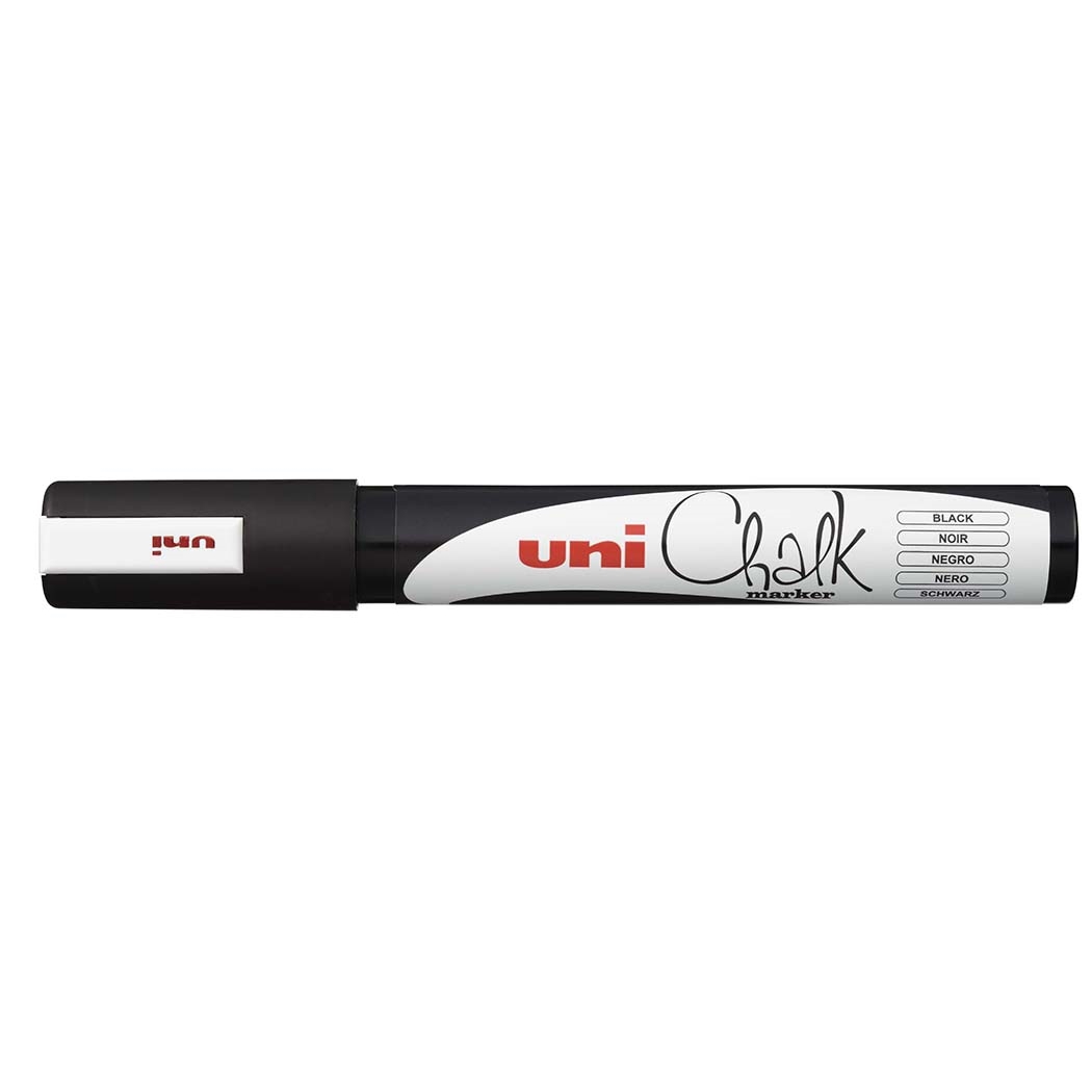 Křídový popisovač Uni Chalk Marker PWE-5M, 1,8-2,5 mm, černý