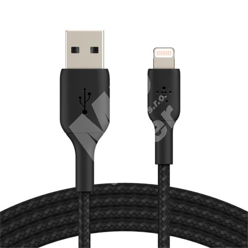 Kabel oplétaný Belkin, USB-A - Lightning, 2m, černý 1