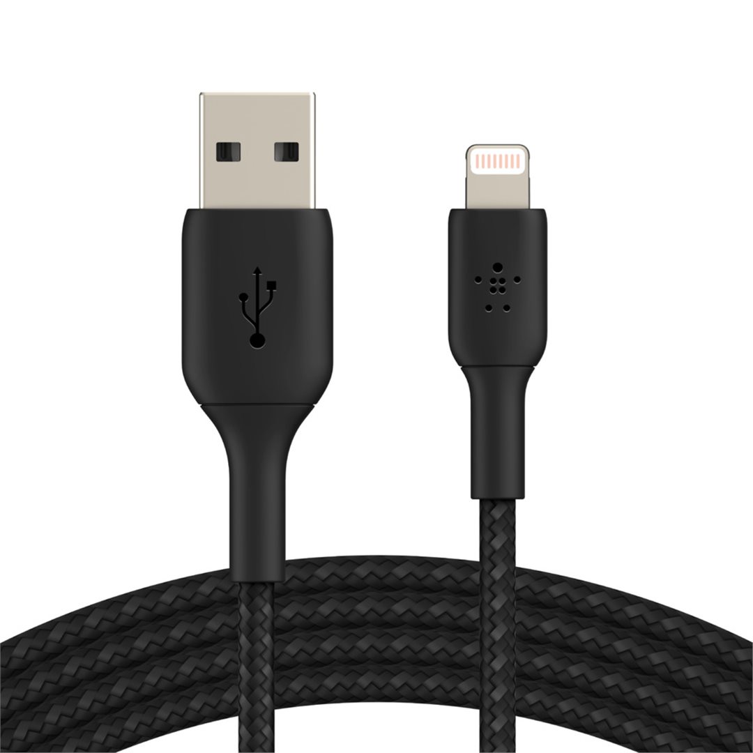 Kabel oplétaný Belkin, USB-A - Lightning, 2m, černý