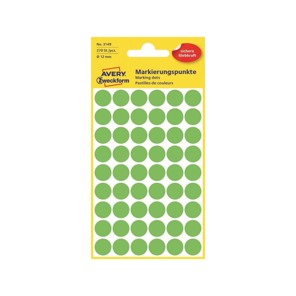 Etikety na ruční popis kolečko průměr 12 mm - světle zelené - 3149