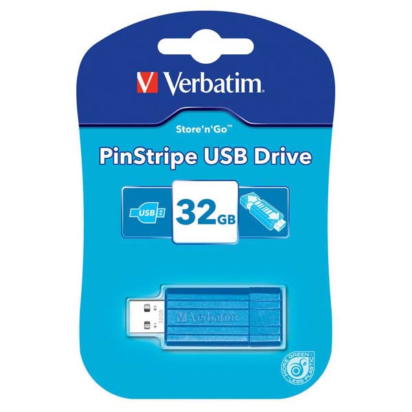 32GB Verbatim Store'n'Go PinStripe, USB flash disk, 2.0, 49057, modrá