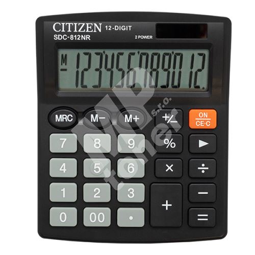 Kalkulačka Citizen SDC812NR, stolní, dvanáctimístná, duální napájení, černá 1