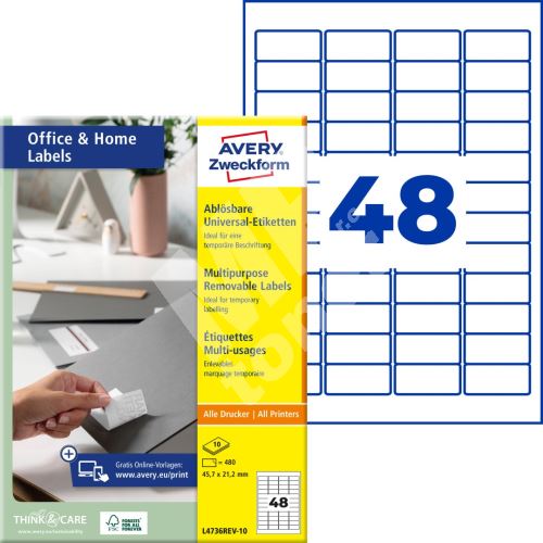 Samolepící etikety 45,7 x 21,2 mm, 10 listů A4 L4736REV-10 1