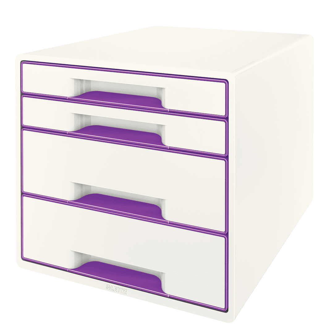 Zásuvkový box Leitz WOW CUBE, 4 zásuvky, purpurový