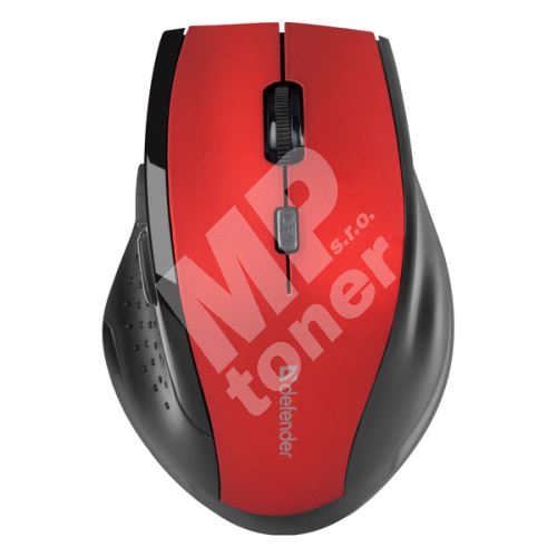 Myš Defender Accura MM-365, 1600DPI, optická, 6tl., bezdrátová, černo-červená 1