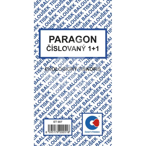 Paragon číslovaný 1+1 A6 ET-007 / 50 listů jeden blok 1