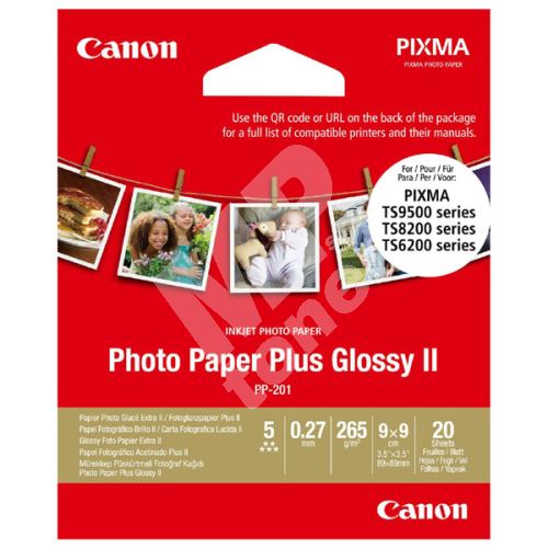Canon Photo Paper Plus II, foto papír, lesklý, čtvercový, bílý, 8.89x8.89cm, 265g/m2 1
