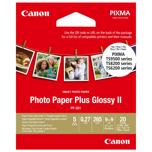 Canon Photo Paper Plus II, foto papír, lesklý, čtvercový, bílý, 8.89x8.89cm, 265g/m2