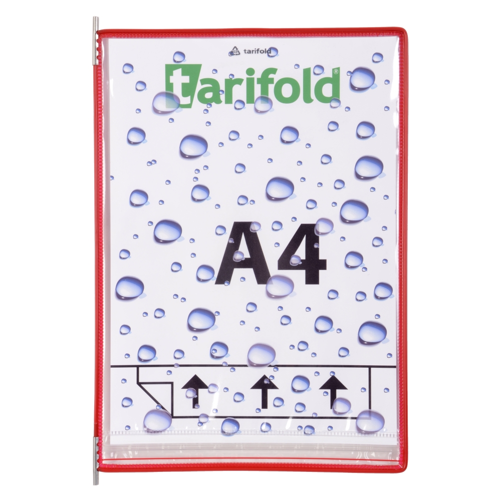 Závěsný rámeček s vodotěsnou kapsou Tarifold, A4, otevřený zespod, červený, 5 ks
