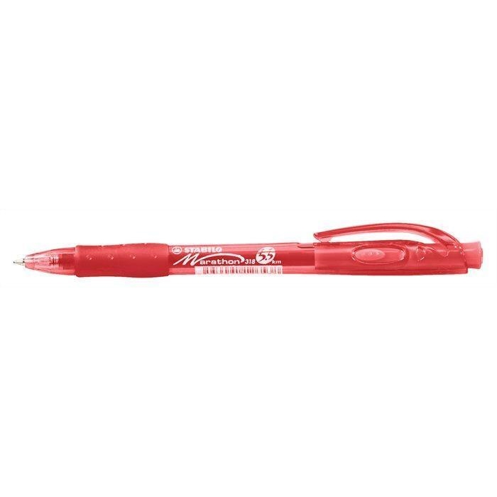 Kuličkové pero Stabilo Marathon, 0,4mm, stiskací mechanismus, červené