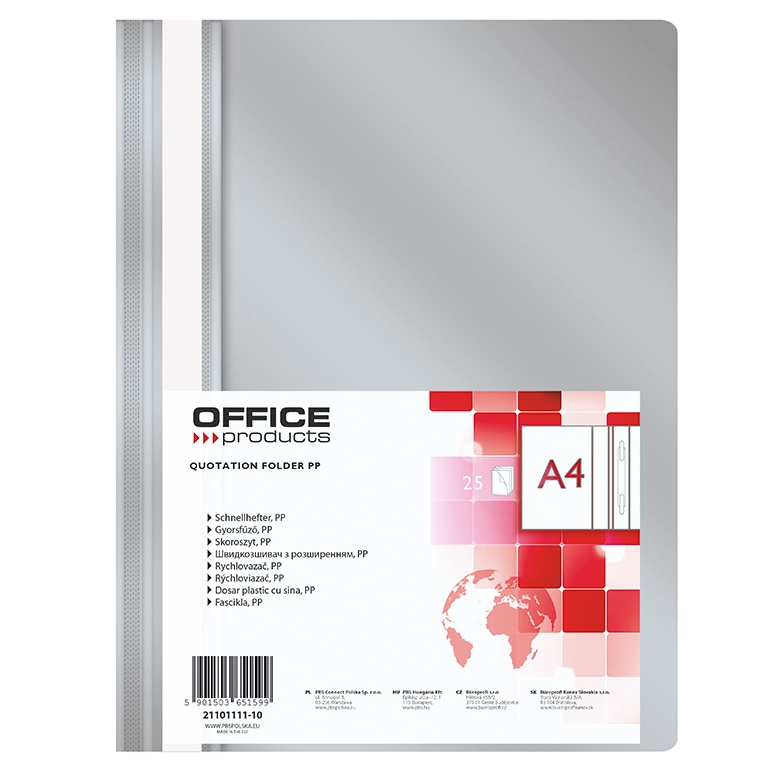 Rychlovazač Office A4, PP, 100/170 mic, šedý