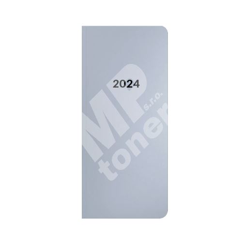 Diář PVC měsíční 2024 Metallic, kapesní, stříbrná 1