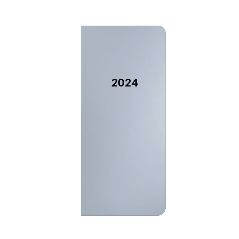 Diář PVC měsíční 2024 Metallic, kapesní, stříbrná