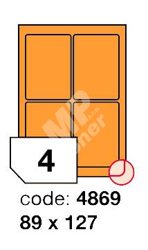 Samolepící etikety Rayfilm Office 89x127 mm 300 archů, fluo oranžová, R0133.4869D 1