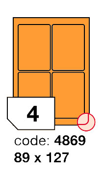 Samolepící etikety Rayfilm Office 89x127 mm 300 archů, fluo oranžová, R0133.4869D