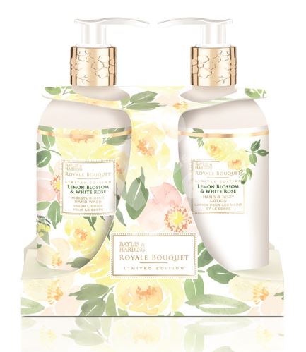 Baylis & Harding Tekuté mýdlo + Mléko na ruce - Citrónové květy a Bílá růže, 2x300ml 1