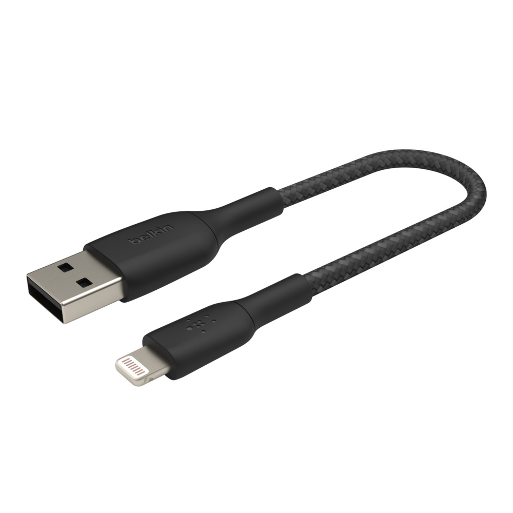 Kabel oplétaný Belkin, USB-A - Lightning, 15cm, černý