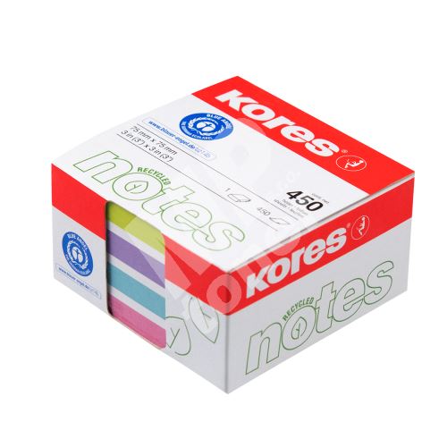 Pastelové bločky Kores CUBO 450 lístků 75x75mm, mix barev 1