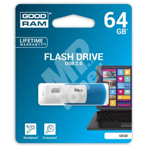 Goodram UCO2 64GB, USB flash disk 2.0, modro-bílá 1