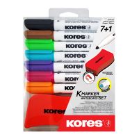 Sada popisovačů Kores K-Marker Whiteboard set 7 barev, mazací houbička