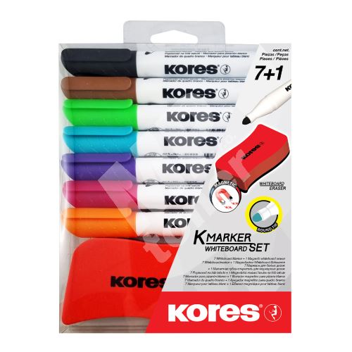 Popisovače Kores K-Marker set 7 barev, mazací houbička 1