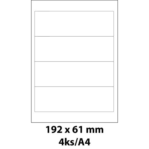 Print etikety Emy 192x61 mm, 4ks/arch, 100 archů, samolepící
