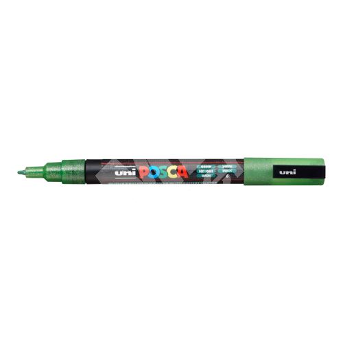 Uni Posca PC-3ML akrylový popisovač, 0,9-1,3 mm, třpytivě zelený 1