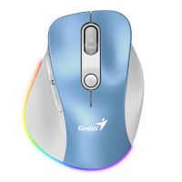 Ergonomická myš Genius Ergo 9000S Pro, bezdrátová, optická, bílo-modrá