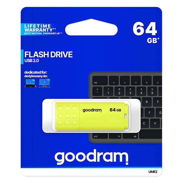 64GB Goodram UME2, USB flash disk 2.0, žlutá