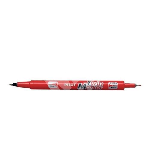 Permanentní popisovač Pilot Twin, oboustranný, 0,8 a 2 mm, červená, BeGreen 1