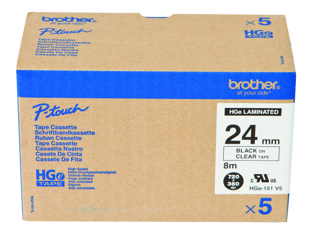 Páska Brother HGE151V5, černý tisk/průhledný podklad, originál