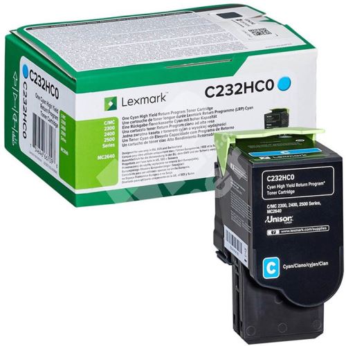 Toner Lexmark C232HC0, cyan, originál 1