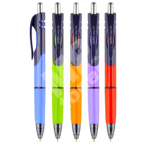 Spoko kuličkové pero Triangle, Easy Ink, modrá náplň, mix barev, displej 1